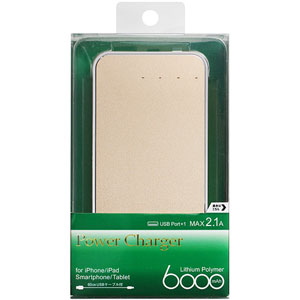 オズマ|リチウムポリマーUSB充電器6000mAh(ゴールド)|ILU60A-CSG オズマ|リチウムポリマーUSB充電器6000mAh(ゴールド)|ILU60A-CSG
