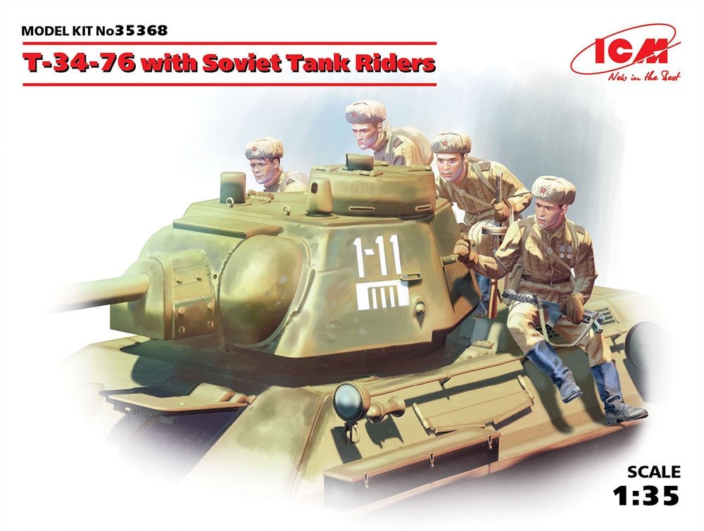 ICM|1/35 ソビエト T-34/76 w/戦車搭乗歩兵【35368】|ICM 35368 T-34/76 ICM|1/35 ソビエト T-34/76 w/戦車搭乗歩兵【35368】|ICM 35368 T-34/76