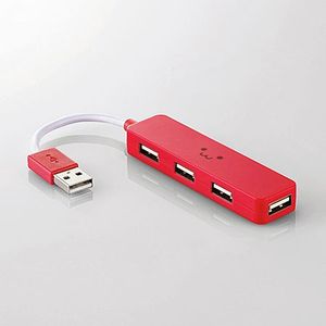 エレコム|USBハブ2.0 カラフルモデル バスパワー 4ポート レッドフェイス|U2H-SN4NBF1RD エレコム|USBハブ2.0 カラフルモデル バスパワー 4ポート レッドフェイス|U2H-SN4NBF1RD