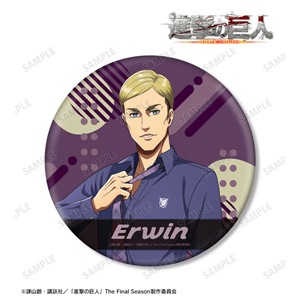 進撃の巨人 エルヴィン ビッグ缶バッジ □グッズ□進撃の巨人 描き下ろし エルヴィン レトロ風