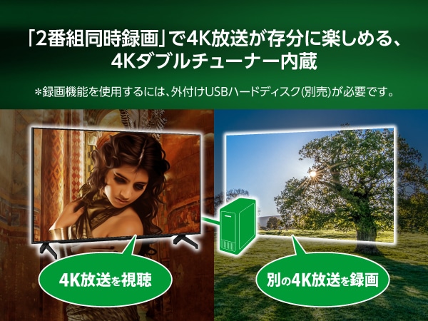 4Kダブルチューナー内蔵