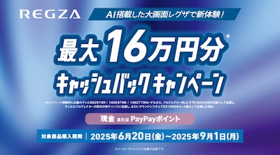 レグザテレビ  キャッシュバックキャンペーン