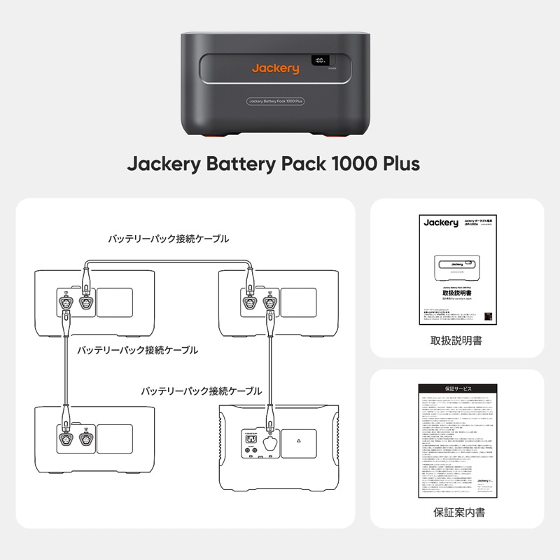 Jackery 拡張バッテリー 1000 Plus Jackery ポータブル電源 1000 Plus｜リン酸鉄・超急速充電・長