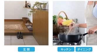玄関、キッチン、ダイニング