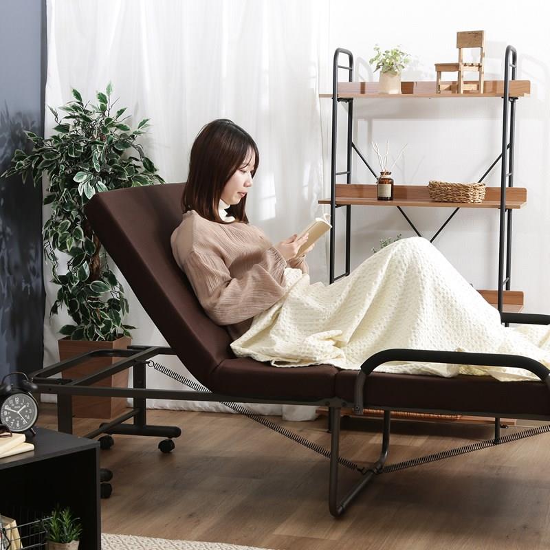 低反発折りたたみベッドフリーロック 42段 高床タイプ シングル