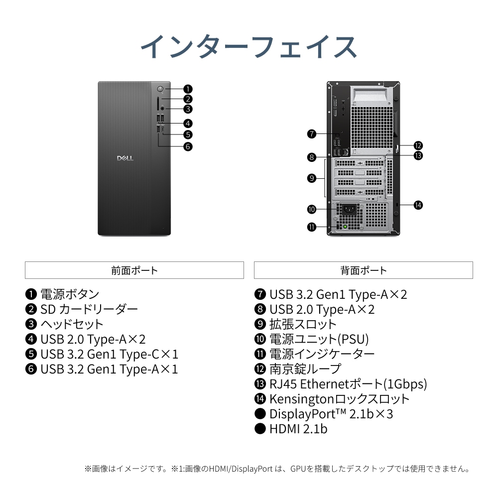 デスクトップパソコン Dell ECT1250（Ultra 7 265K/メモリ 16GB/SSD