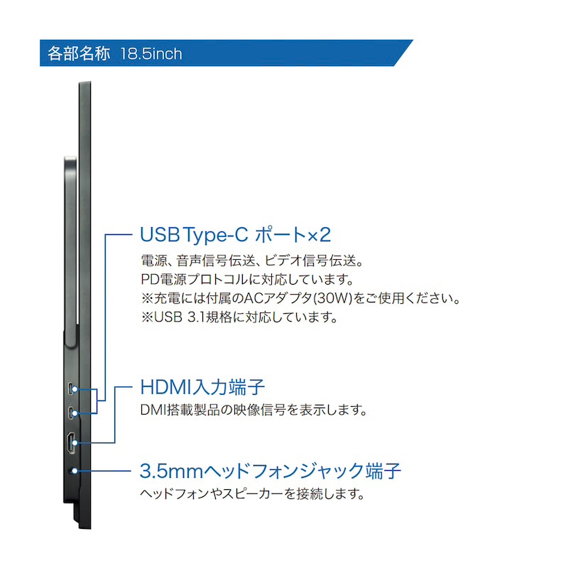 モバイル液晶ディスプレイ(18.5型/IPS/FullHD 1920×1080/100Hz/6ms