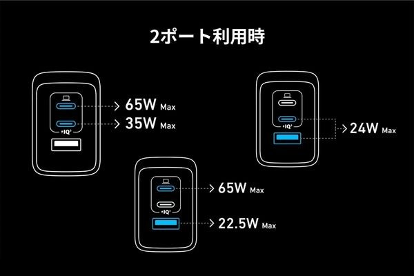USB急速充電器（USB-C×2/USB-A×1）（シルバー） | Anker