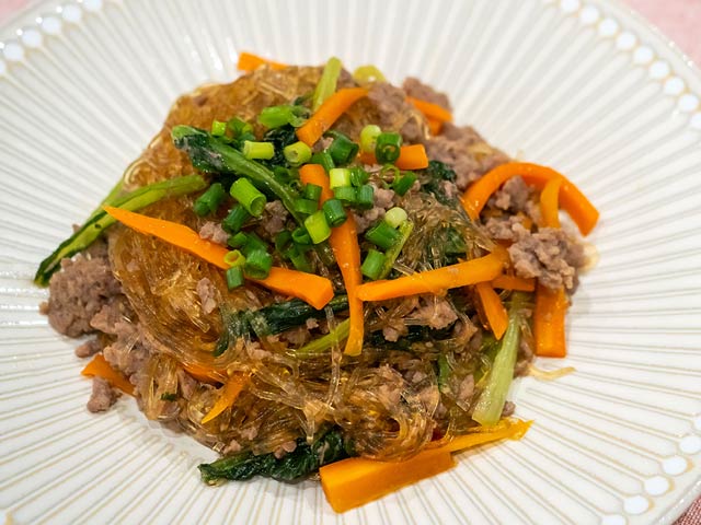 しっかり味がしみたおいしいチャプチェ！ご飯が進みます！