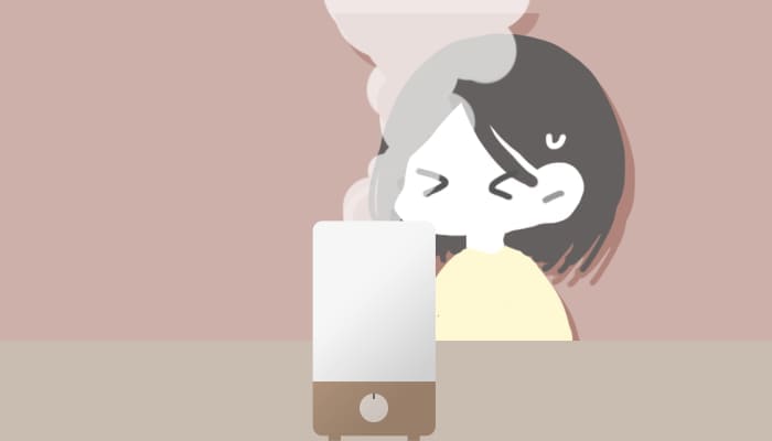 水蒸気の向き:水蒸気を直接肌にあてない