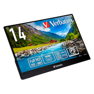 Verbatim｜バーベイタム｜モバイル液晶ディスプレイ(14型/IPS/FullHD 1920×1080/60Hz/6ms/HDMI/USB Type-C/2年保証)(ブラック)｜PM-14