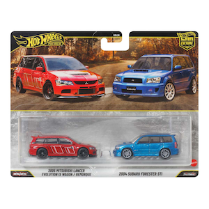 ホットウィール プレミアム2パック 2005 三菱ランサー エボリューション IX ワゴン / 2004 スバル フォレスター STI【JHW46-9866】