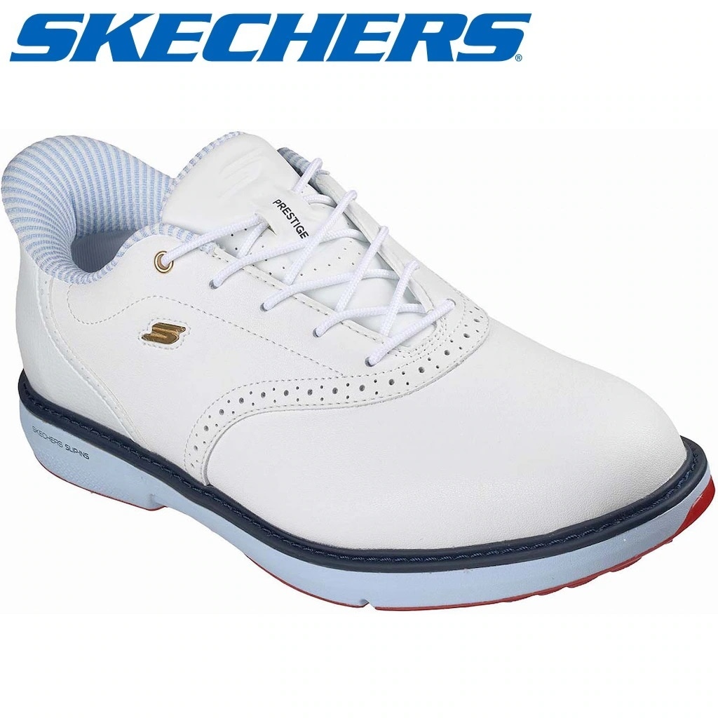 メンズ スパイク ゴルフシューズ GO GOLF PRESTIGE（ホワイト/ネイビー