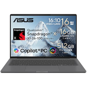 ASUS�b�G�C�X�[�X�b�m�[�g�p�\�R�� ASUS Zenbook SORA 16(16�^/OLED/Windows11/Snapdragon X/������ 16GB/SSD 512GB)�A�C�X�����h�O���[�bUX3607QA-PU16570GR