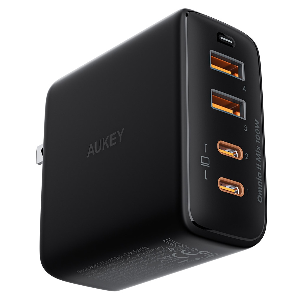 AUKEY　100W USB充電器 PA-B7T　ブラック 100W USB充電器 USB-A×2/USB-C×2(ブラック) | AUKEY | PA-B7T-BK