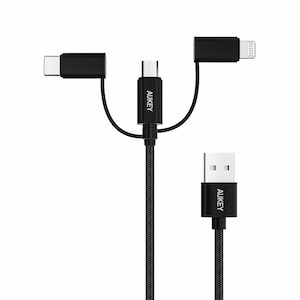AUKEY�b3-in-1�[�d�P�[�u�� MicroUSB/USB-C/Lightning 1m�bCB-BAL9-BK