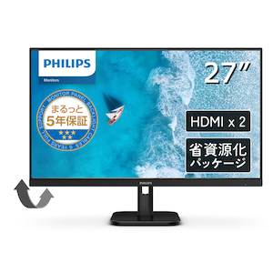 Philips｜フィリップス｜液晶ディスプレイ(27型/IPS/4K UHD 3840×2160/60Hz/4ms/HDR10/HDMI2.0/DP1.4/VESA/5年保証)(ブラック)｜27E1N1800A/11