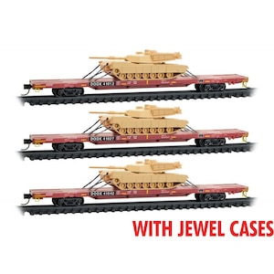 N)0398302217 フラットカー PRR シャーマン戦車積載 3両セット 