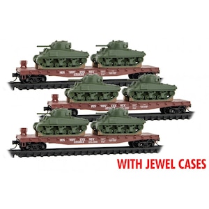 N)0398302217 フラットカー PRR シャーマン戦車積載 3両セット 
