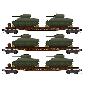 N)0398302217 フラットカー PRR シャーマン戦車積載 3両セット 