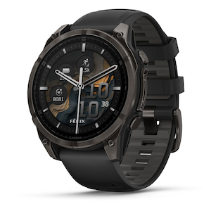 ガーミン｜fenix 8 Sapphire AMOLED 47mm Ti Carbon Gray DLC / Black　【Suica対応】スマートウォッチ｜010-02904-27