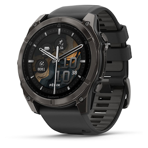 ガーミン｜fenix 8 Sapphire AMOLED 51mm Ti Carbon Gray DLC / Black　【Suica対応】スマートウォッチ｜010-02905-62