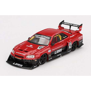 ＭＩＮＩ－ＧＴ｜1/64 Nissan LB-ER34 Super Silhouette スカイライン レッド/ブラック(右ハンドル)【MGT00843-R】｜MGT00843-R ﾆｯｻﾝ LB-ER34 SS ﾚｯﾄﾞ/ﾌﾞﾗｯｸ