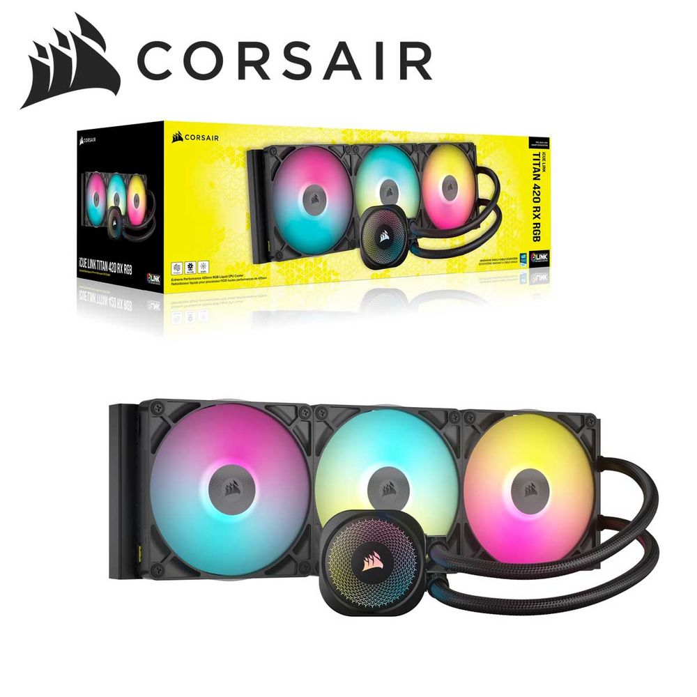 【完動】コルセア水冷式CPUクーラー CORSAIR 水冷一体型CPUクーラー iCUE LINK TITAN 420 RX RGB(ブラック