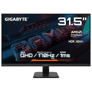 GIGABYTE｜ギガバイト｜ゲーミング液晶ディスプレイ(31.5型/IPS/WQHD 2560×1440/170Hz/1ms/HDMI2.0/DP1.4/VESA/PIP・PBP対応/3年保証)(ブラック)｜GIGABYTE GS32Q