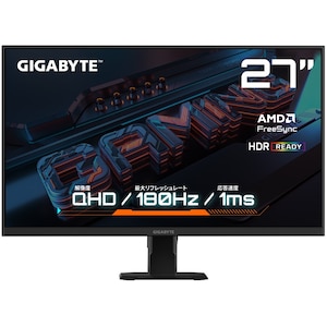 GIGABYTE｜ギガバイト｜ゲーミング液晶ディスプレイ(27型/IPS/WQHD 2560×1440/180Hz/1ms/HDR/HDMI2.0/DP1.4/VESA/3年保証)(ブラック)｜GIGABYTE GS27QA