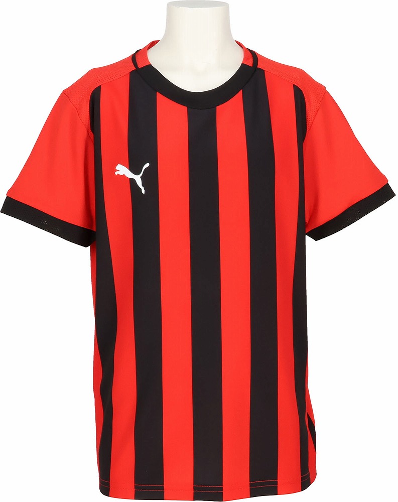 TEAMLIGA ストライプ ゲームシャツ JR（PUMA Red-PUMA Black・サイズ