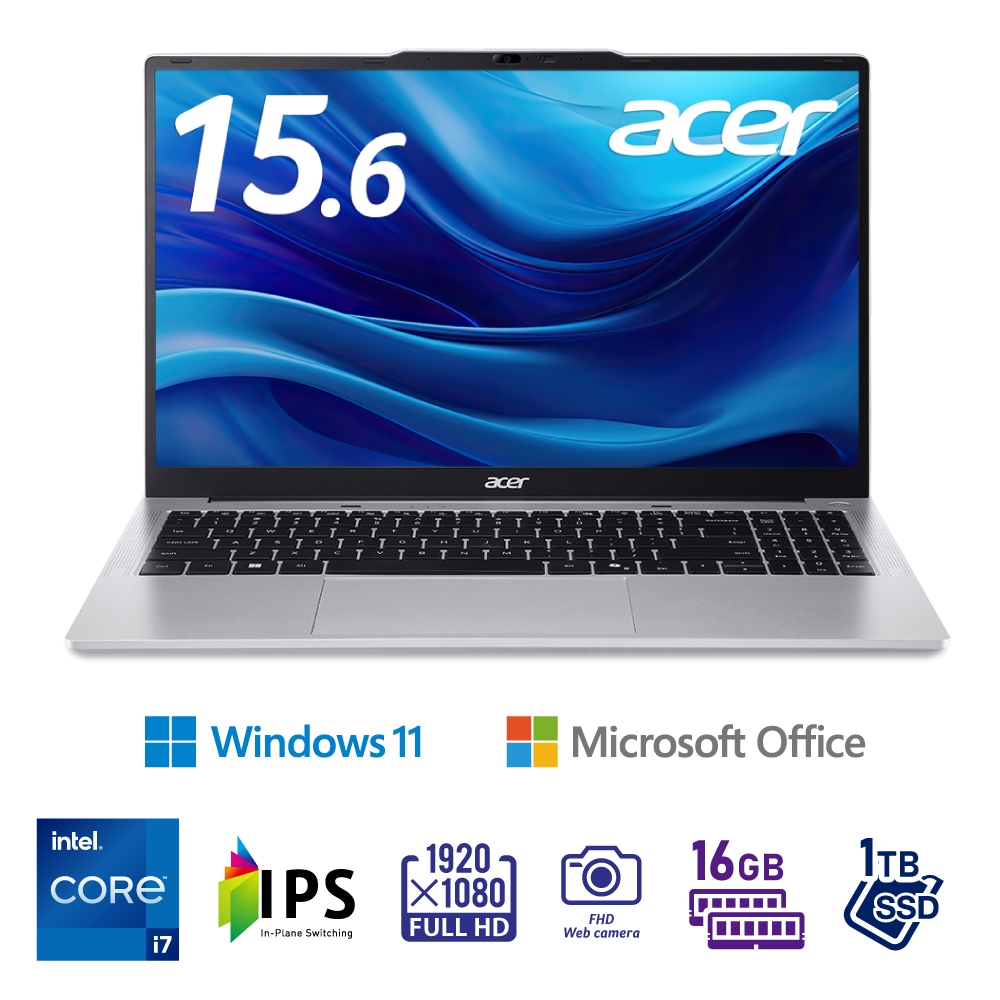 ノートパソコン15.6インチOffice2024 16GB DDR4 256GB 15.6型 ノートパソコン Aspire Lite(Core i7/メモリ 16GB/SSD