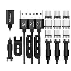 Bearmax(�x�A�[�}�b�N�X)�b�[�d��p �}�O�l�b�g���E�� USB Type-C/Lightning/Micro-USB�Ή� ���@�̃X�}�z�[�d�P�[�u�� �Z�b�g�i�u���b�N�j�bPRS-01K
