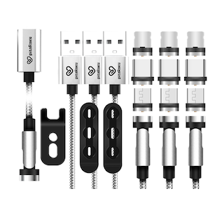 Bearmax(�x�A�[�}�b�N�X)�b�[�d��p �}�O�l�b�g���E�� USB Type-C/Lightning/Micro-USB�Ή� ���@�̃X�}�z�[�d�P�[�u�� �Z�b�g�i�V���o�[�j�bPRS-01S
