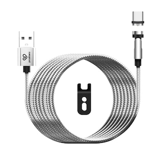 Bearmax(ベアーマックス)｜マグネット着脱式 Type-C 超楽ピタッスマホ充電ケーブル 2m（シルバー）｜PR-C020S