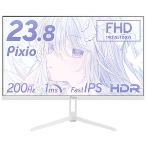 Pixio｜ピクシオ｜ゲーミング液晶ディスプレイ(23.8型/Fast IPS/FullHD 1920×1080/200Hz/1ms/HDR/HDMI2.0/DP1.4/VESA/2年保証・ドット抜け保障)(ホワイト)｜PX248WAVEW-O