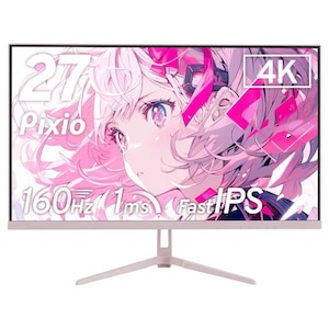 Pixio｜ピクシオ｜ゲーミング液晶ディスプレイ(27型/Fast IPS/4K UHD 3840×2160/160Hz/1ms/HDR/HDMI2.1/DP1.4/VESA/2年保証・ドット抜け保障)(ピンク)｜PX27UWAVEK-PW