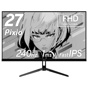 Pixio｜ピクシオ｜ゲーミング液晶ディスプレイ(27型/Fast IPS/FullHD 1920×1080/240Hz/1ms/HDR/HDMI2.0/DP1.4/VESA/2年保証・ドット抜け保障)(ブラック)｜PX279WAVE-PW