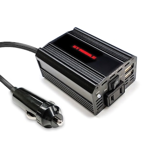 �G�A�[�W�F�C�b�ԍڗp 1�R���Z���g�{USB2�|�[�g DC-AC�C���o�[�^�[ �v3.1A 60cm�i�u���b�N�j�bDKJ-ACV1