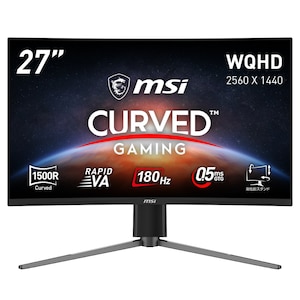 MSI｜エムエスアイ｜ゲーミング液晶ディスプレイ(27型/曲面型/RAPID VA/WQHD 2560×1440/180Hz/0.5ms/HDR/HDMI2.0b/DP1.4/VESA/3年保証)(ブラック)｜MAG-27CQ6PF