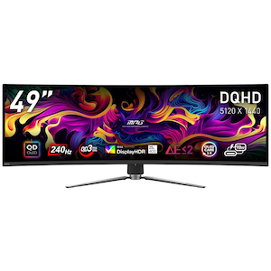 MSI�b�G���G�X�A�C�b�Q�[�~���O�t���f�B�X�v���C(49�^/�Ȗʌ^/QD-OLED/DQHD 5120�~1440/240Hz/0.03ms)(�u���b�N)�bMPG 491CQPX QD-OLED