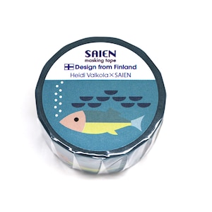 SAIEN｜マスキングテープ（Heidi Valkola ヘイディ・ヴァルコラFish 20mm×5m）｜TR-4024