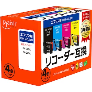 プレジール｜［エプソン RDH-4CL 互換］インクカートリッジ(4色パック)｜PLE-ERDH-4P