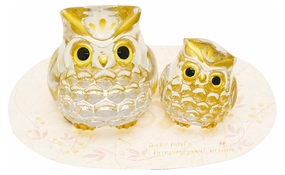 黄色ガラスふくろう ラリック フクロウ ガラス LALIQUE 黄色系