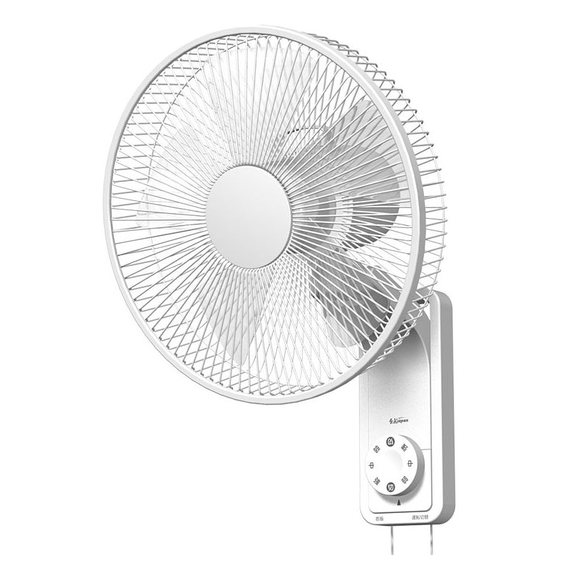 壁掛け扇風機　ハイクール テクノス KIDC335 DCモーターフルリモコン壁掛け扇風機 ホワイト