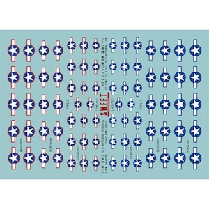 SWEET�b1/144 SWEET DECAL No.34 WWII �A�����J�R�p�@�@���Ѓ}�[�N�iSTAR AND BAR�j�y14-D034�z�bSW 14-D034 WWII ��ض���ֳ� ����ϰ�