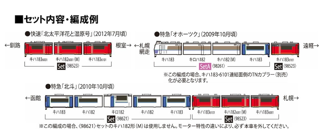 N) 98523 JR キハ183-6000系ディーゼルカー（お座敷車）セット