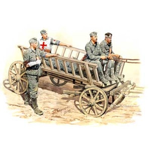 1/35 独・歩兵4体+馬車・負傷兵撤退シーン【MB3558】