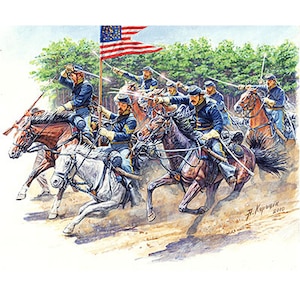 【再生産】1/35 南北戦争・北軍騎兵隊・騎兵3体＋馬3頭 1860年代【MB3550】