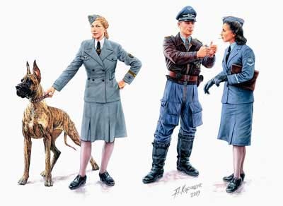 1/35 独・空軍女子補助員2体+搭乗員+将校＆大型犬【MB35057
